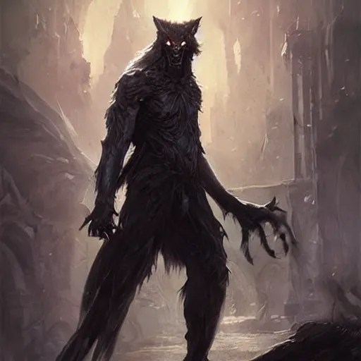 werewolf vampire lord hybrid, fantasy game art by greg Stable Diffusion