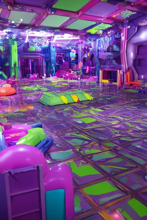 Cybertron, the inside of a Discovery Zone soft play Stable Diffusion