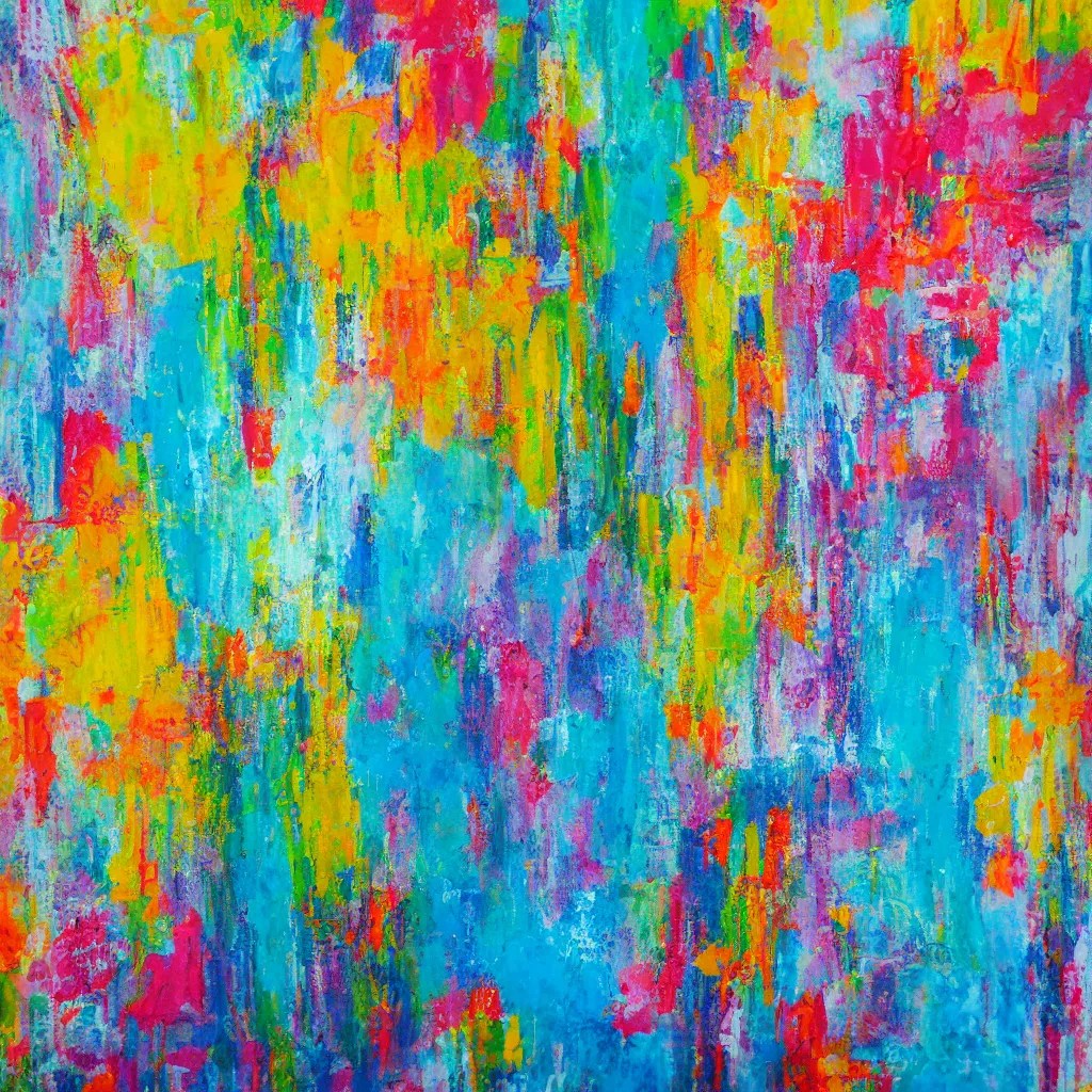 acrylic painting made by scraping paint across a Stable Diffusion