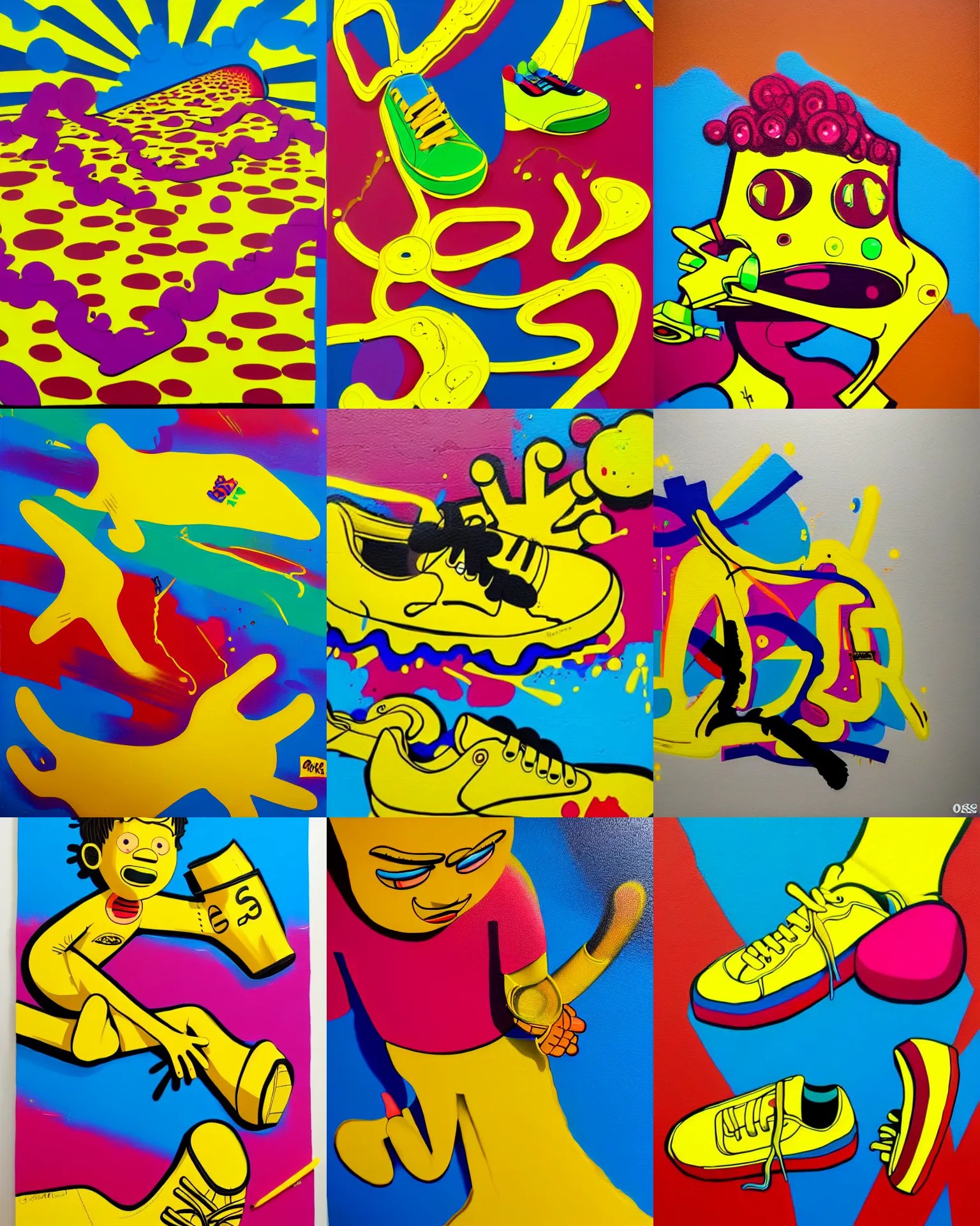 sneakers, drip painting, graffiti, highly detailed, Stable Diffusion