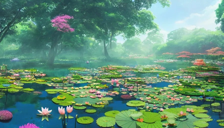 A highly detailed matte painting of a beautiful pond Stable Diffusion OpenArt