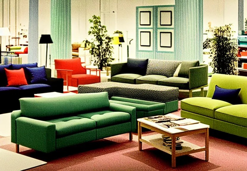 a photograph of an ikea showroom, with couches Stable Diffusion OpenArt