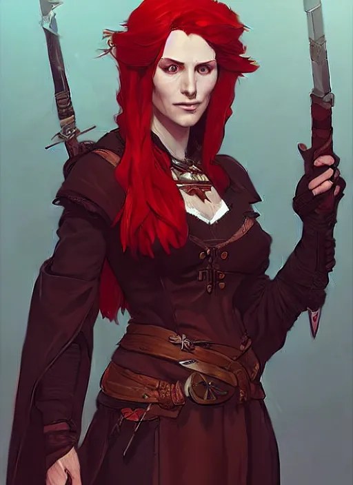 concept art of a beautiful red haired female warlock. Stable Diffusion