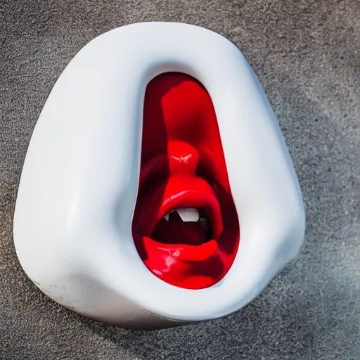 a urinal in the shape of a mouth with red lips, white Stable Diffusion