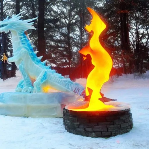 Ice sculpture of a fire breathing dragon Stable Diffusion OpenArt