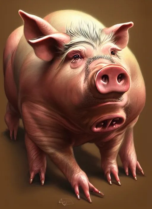 portrait of aggressive pig humanoid, d & d, muscular! Stable Diffusion