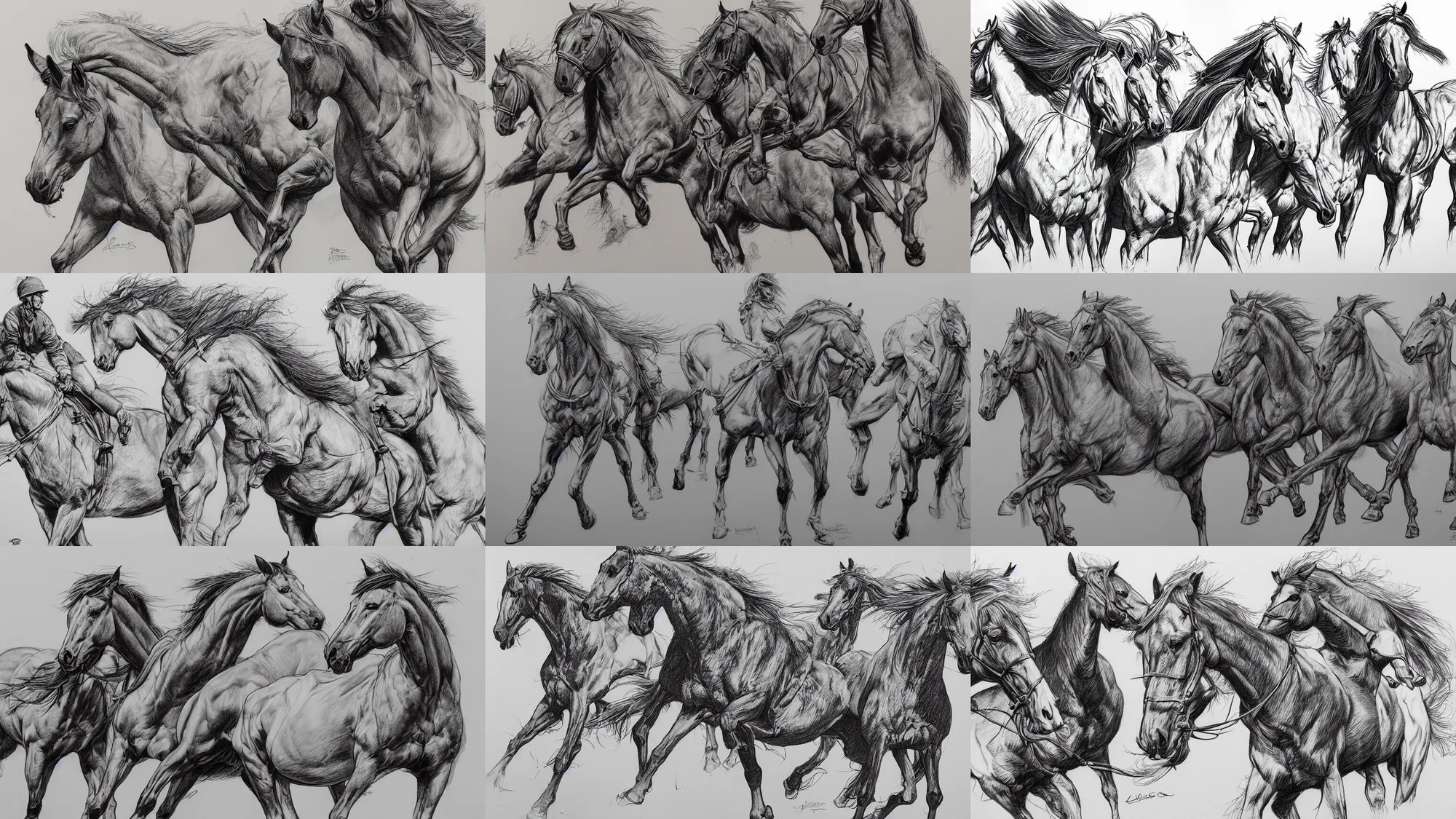 drawing of horses by Kim Jung gi Stable Diffusion