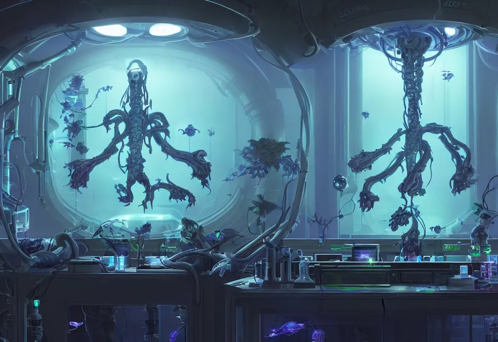 a starcraft's zerg inside his bioreactor, observed by Stable Diffusion OpenArt