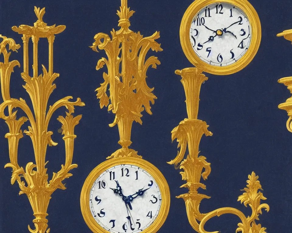 an achingly beautiful print of gold clocks and Stable Diffusion OpenArt