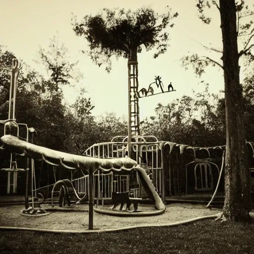 a haunted playground from the 1930's complete with a Stable Diffusion(05)