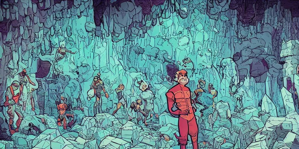 wall in a cave, comics, clean line, illustration by Stable Diffusion