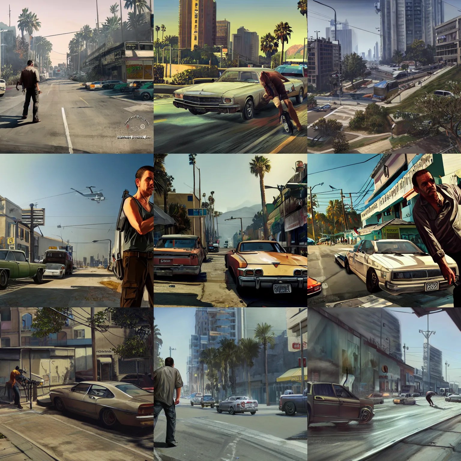 screenshot of gta v, realistic painting, high Stable Diffusion