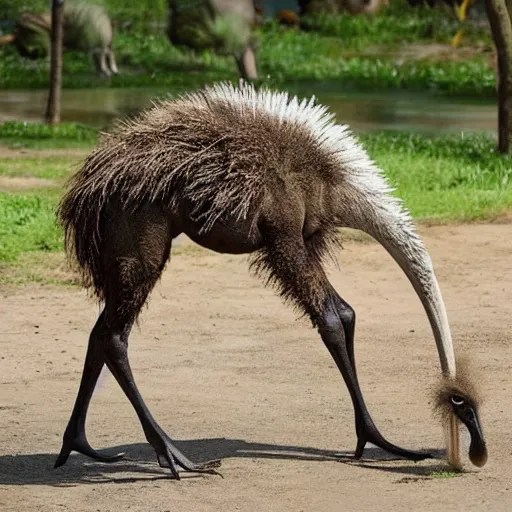 bipedal ostrich and crocodile hybrid animal, real Stable Diffusion