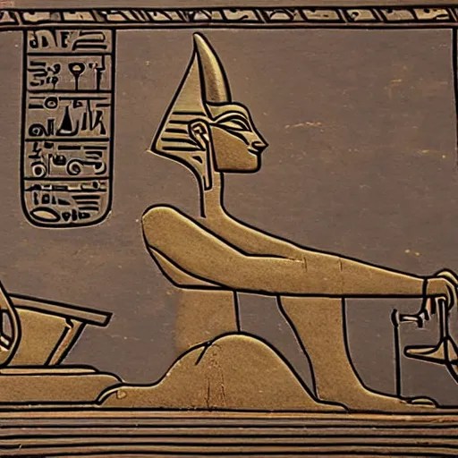 Egyptian deity Anubis doing his taxes on a laptop, Stable Diffusion