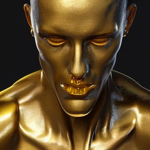 portrait of anatomy gold statue reflect chrome, 8 k Stable Diffusion