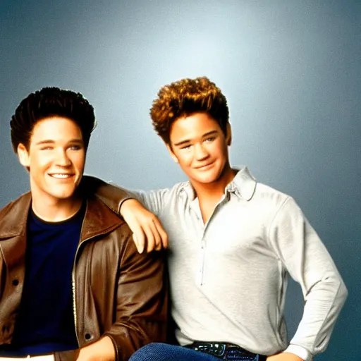 A photograph of Zack Morris and A.C. Slater from Saved Stable