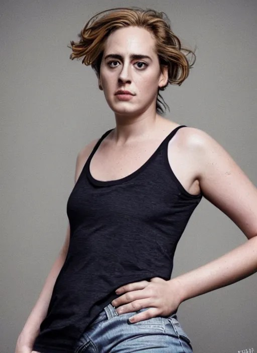 full length photo of Adèle Haenel in a tanktop in the | Stable Diffusion