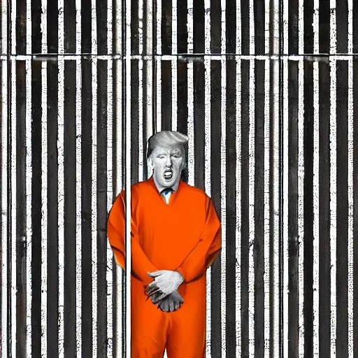 donald trump wearing orange prison jumpsuit, locked Stable Diffusion
