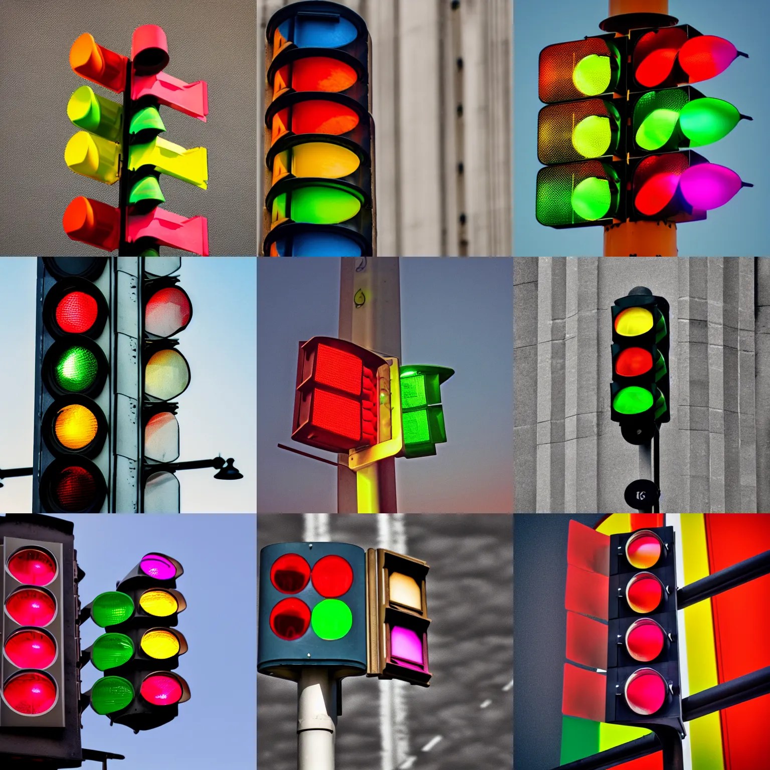 a photo of a traffic light with too many colors Stable Diffusion