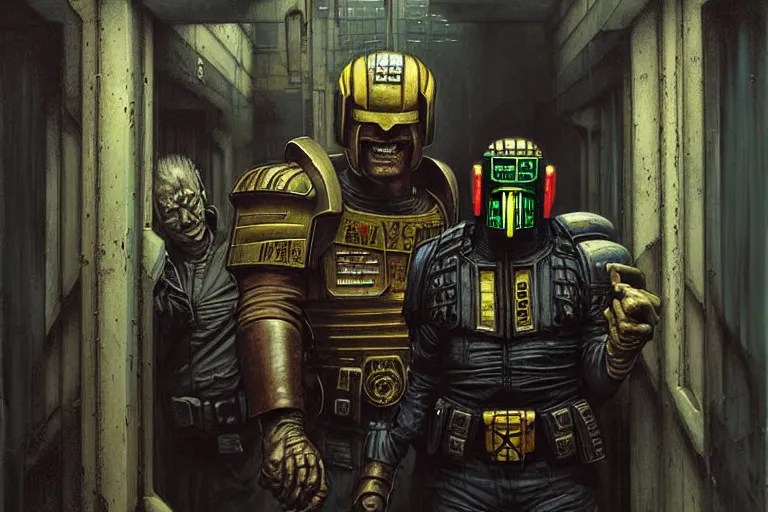portrait of judge dredd in megacity one. cyberpunk Stable Diffusion