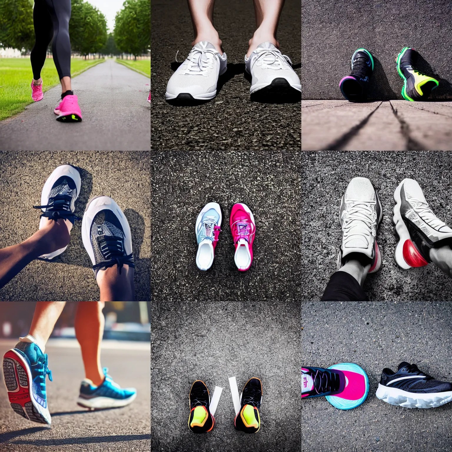 a pair of running shoes jogging on their own, award Stable Diffusion