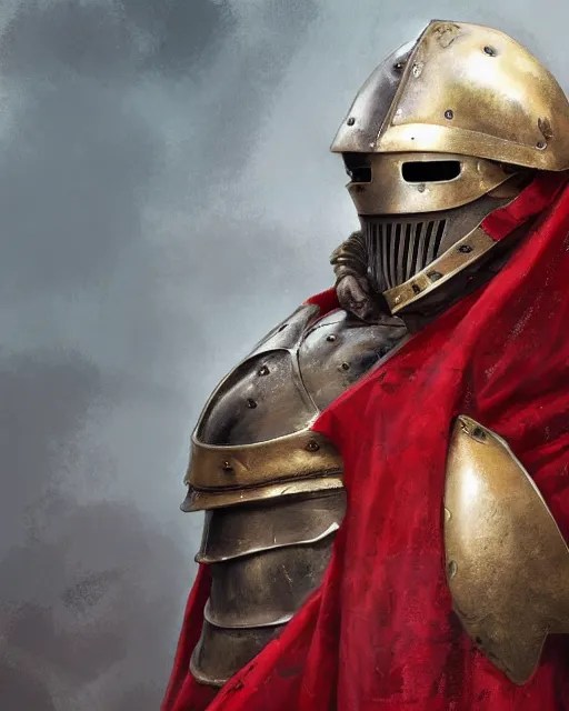 A medieval knight wearing bronze armor and a red Stable Diffusion OpenArt