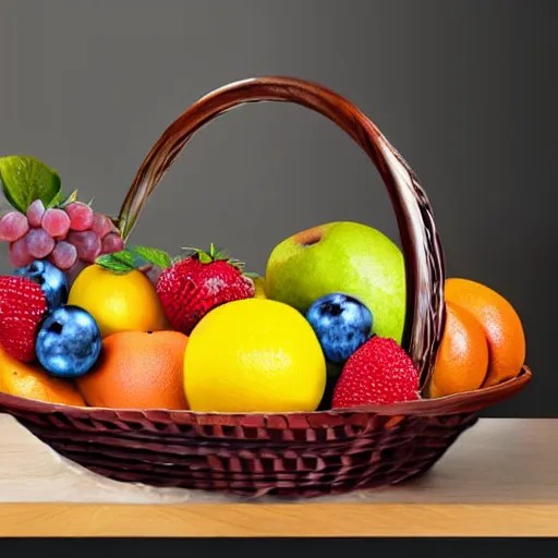 a fruit basket on top of a kitchen table, airbrush Stable Diffusion OpenArt