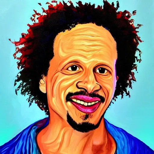 colourful portrait painting of Eric Andre with his Stable Diffusion