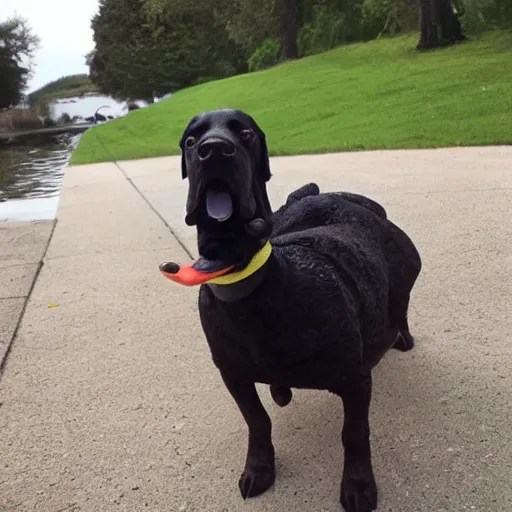 my dog took my duck for a walk. Stable Diffusion