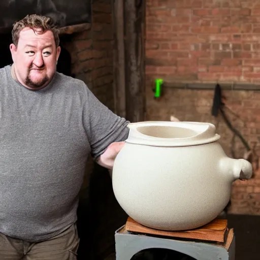 johnny vegas making a very large clay teapot, Stable Diffusion OpenArt