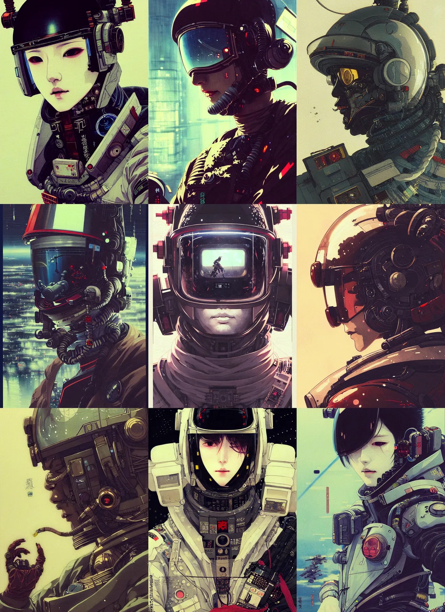 a beautiful ukiyo painting of cyberpunk space pilot, Stable Diffusion OpenArt