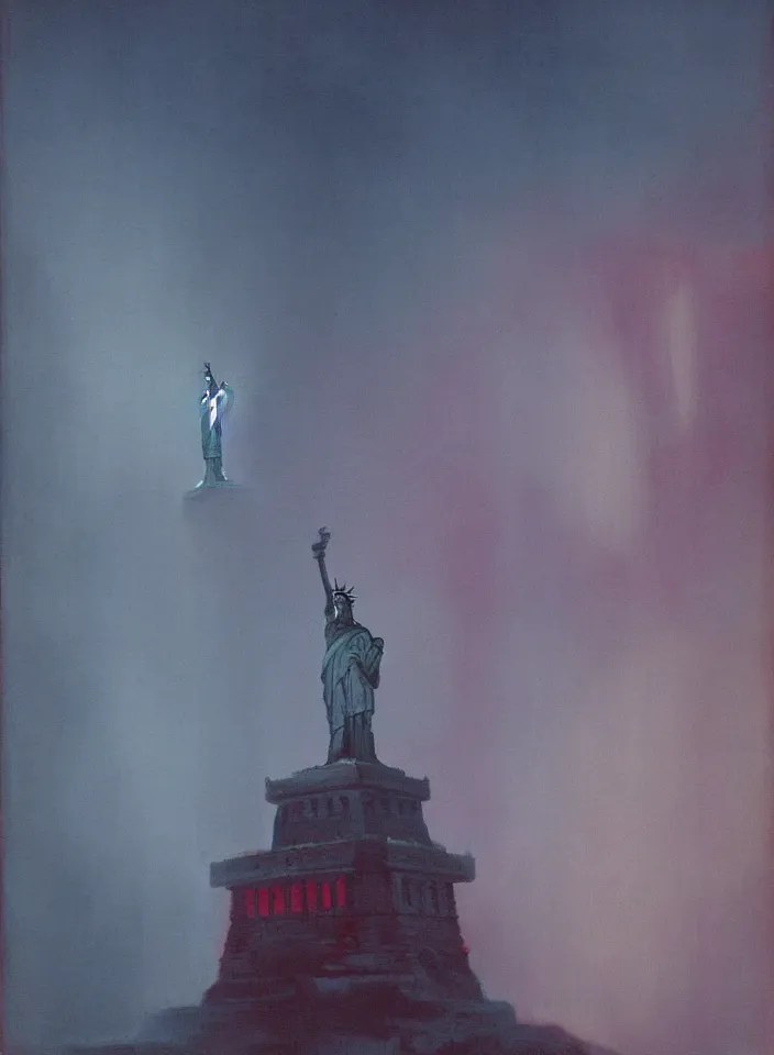 the blind statue of liberty of the few, red and purple Stable