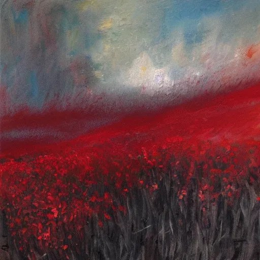 impressionist oil painting, reds and black, the Stable Diffusion