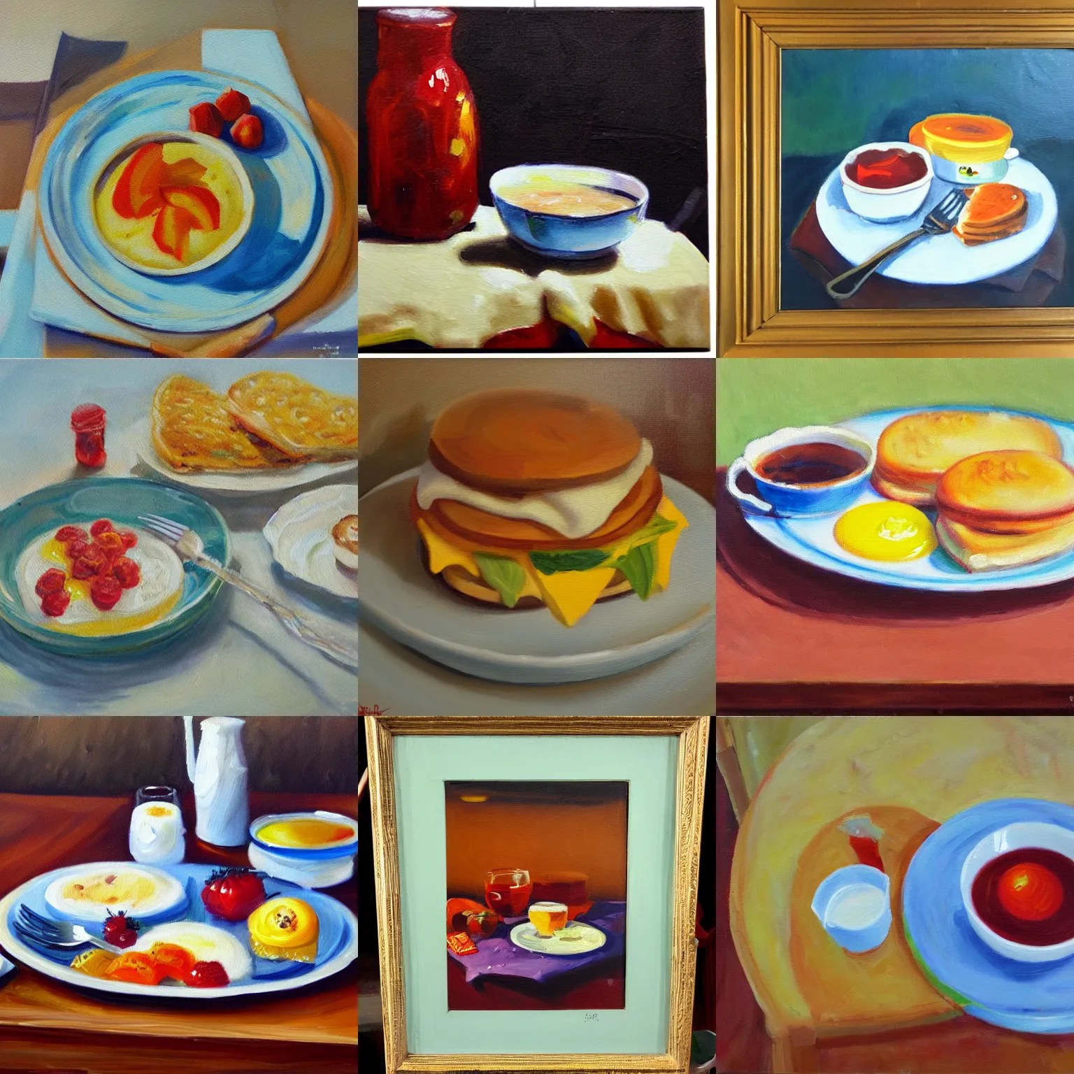 oil painting of breakfast, thick paint Stable Diffusion OpenArt