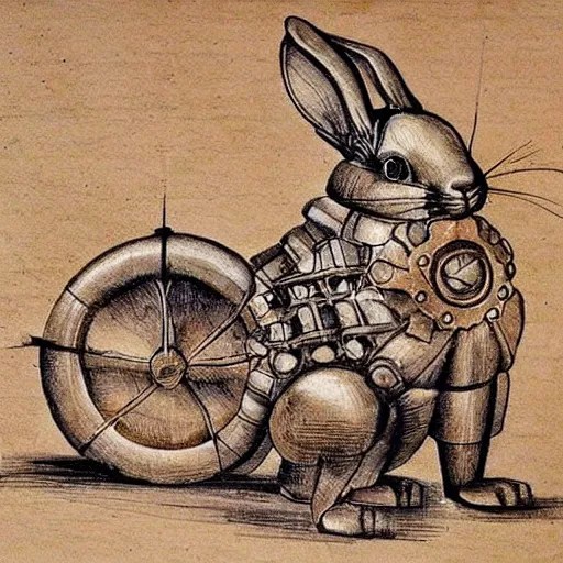 mechanical rabbit with a crystal inside, steampunk Stable Diffusion