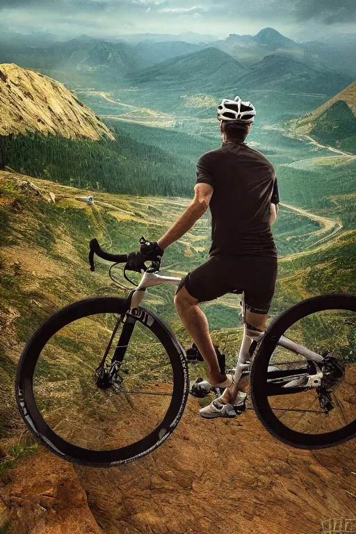 A epic view of a cyclist looking at the greatest Stable Diffusion