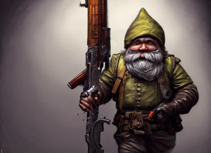 a gnome in escape from tarkov, dressed as a scavenger, Stable
