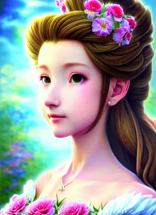elegant Aerith Gainsborough the Queen of flowers. Stable Diffusion