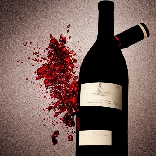 wine bottle hitting the floor, bottom part explode Stable Diffusion