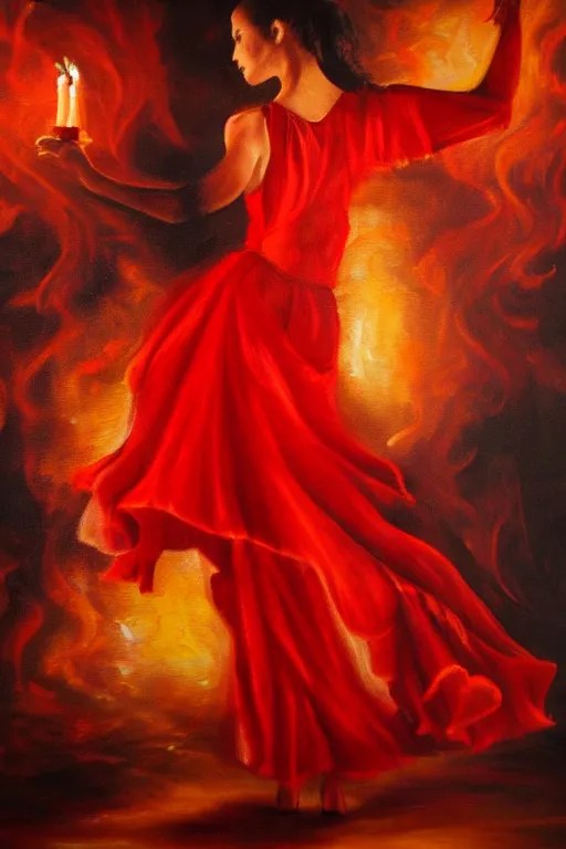 detailed oil painting of spanish flamenco dancer Stable Diffusion