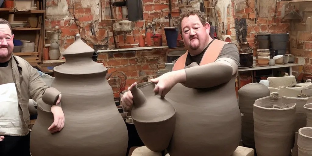 johnny vegas making a very large clay teapot, Stable Diffusion OpenArt