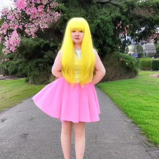 girl with yellow hair and pink dress Stable Diffusion OpenArt