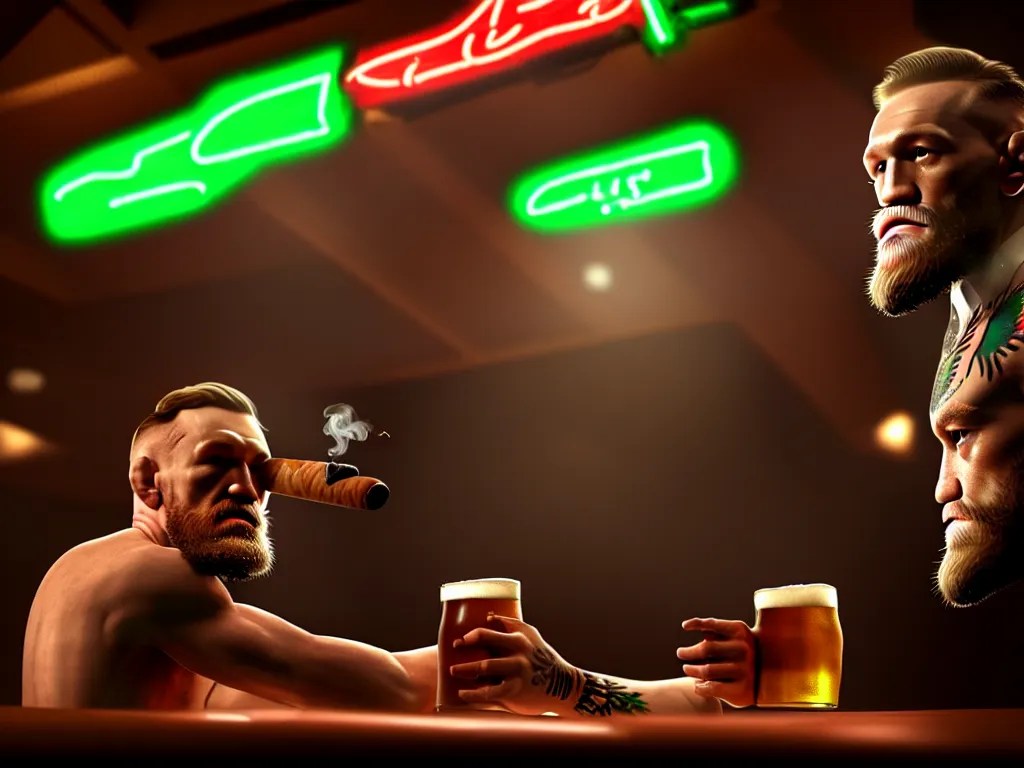 a well framed portrait of conor mcgregor drinking a Stable Diffusion OpenArt
