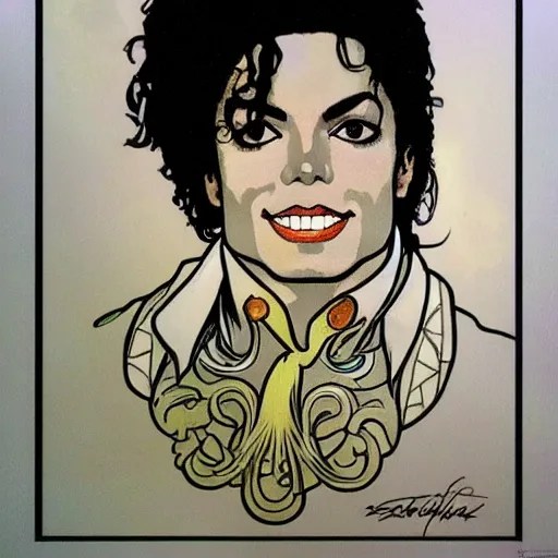 Michael Jackson in the style of Alphonse Mucha Stable Diffusion OpenArt