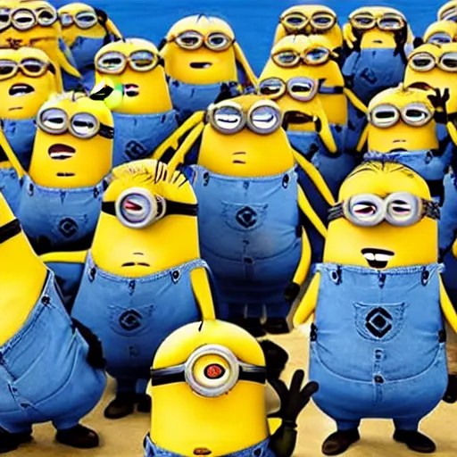 biblical painting of birth of minions from despicable Stable