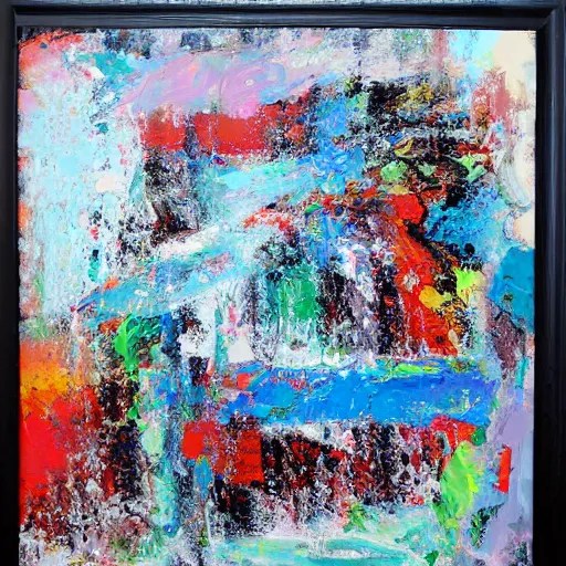 acrylic painting made by scraping paint across a Stable Diffusion