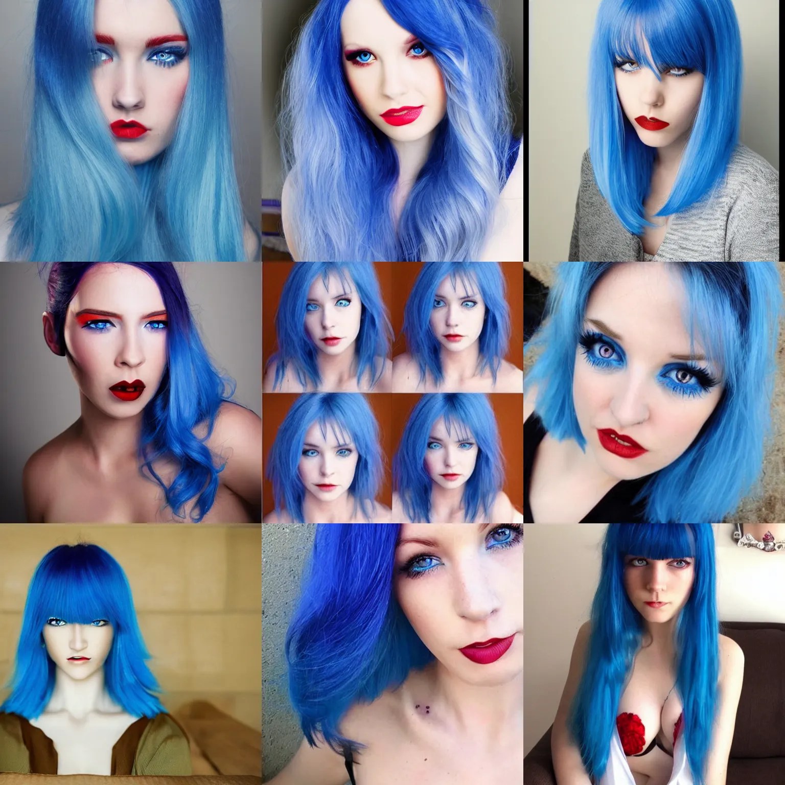 blue hair red eyes Stable Diffusion OpenArt