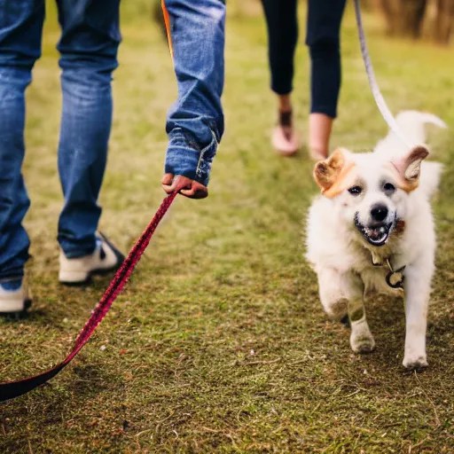 dog walking a man on a leash Stable Diffusion OpenArt
