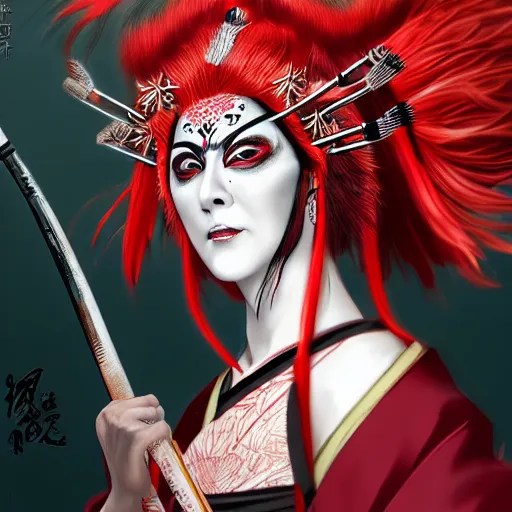 an epic portrait of insane kabuki wielding a spear Stable Diffusion