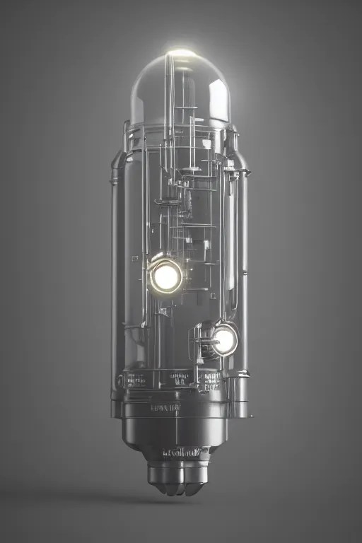Product shot of a glowing electron Vacuum tube by Stable Diffusion